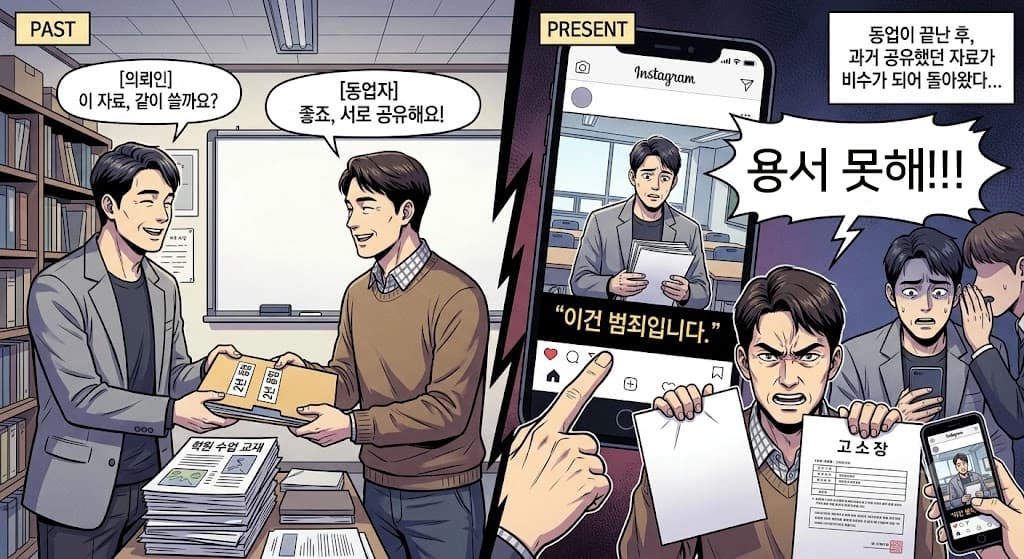 저작권침해의 성립요건과 법적 책임을 쉽게 설명하는 이미지입니다.